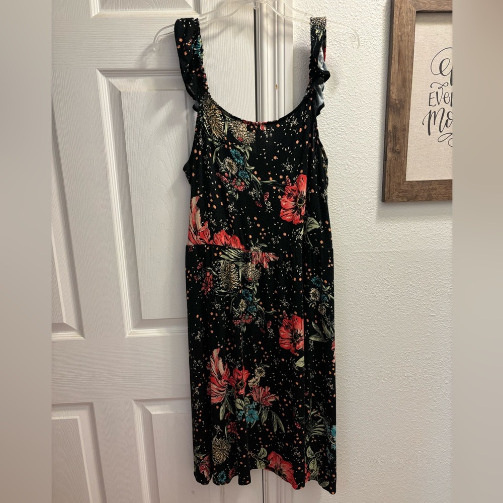 Maurice’s Size 1 Black Dress with Bright Florals